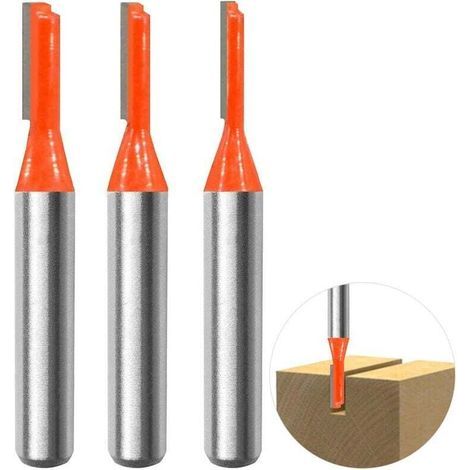 3-teiliges Set gerader Fräser mit 8-mm-Schaft, Nutfräser, Holzbearbeitungswerkzeuge, 3-mm-, 4-mm- und 5-mm-Fräser für Holzbearbeitung, Bohren und Schnitzen (1/4)