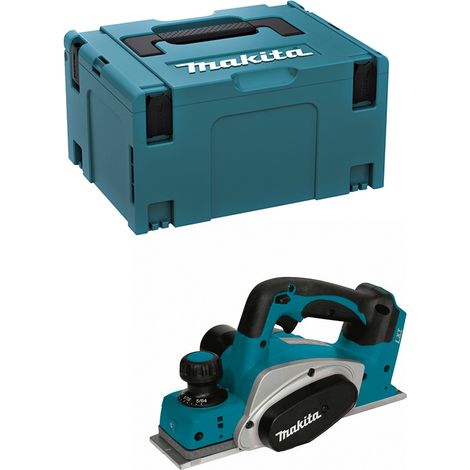 Makita – Rabot électrique 18V – Moteur Brushless – Profondeur réglable 0-2mm – Pour bois dur et teck – Coffret MAKPAC 3