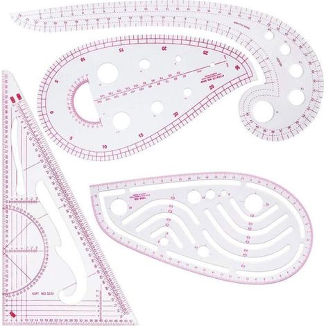 4 Pièces Couture Règle Métrique Règle de Courbe pour la Couture Modèle de Dessin Outil Sur Mesure pour Vêtements de Bricolage (1/4)