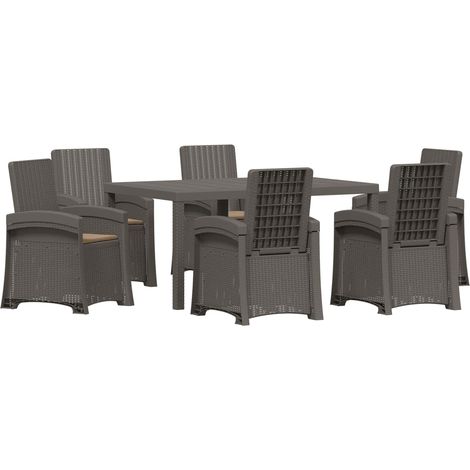 Set da Pranzo per Giardino 7 pz Grigio chiaro e Tortora PP (1/5)