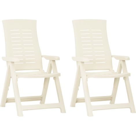 Chaises inclinables de jardin 2 pcs Plastique Blanc 5 (1/5)
