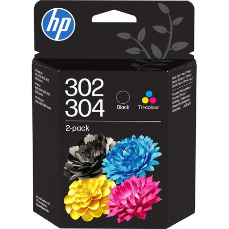HP 302/304 Cartouche d’encre Combo Trois couleurs/Noir (pack de 2) (1/5)