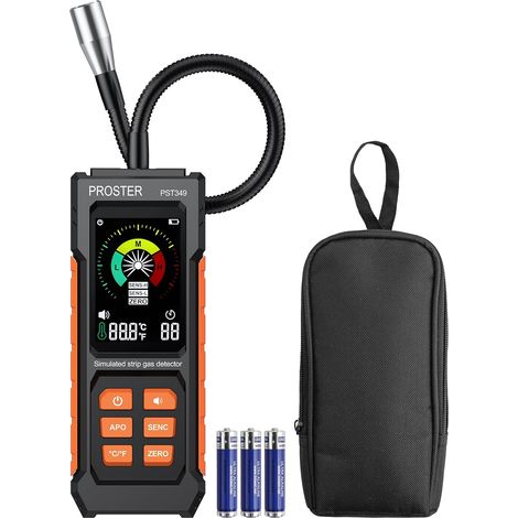 Détecteur de Fuite de Gaz Combustible avec Sonde Flexible 270mm Détecter Gaz Naturel Propane Butane GPL 50–10000 ppm, Alarme Sonore et Barre Analogique pour Maison, Camping-Car, Cuisinière (1/5)