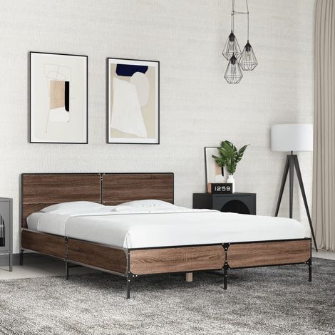 vidaXL Giroletto Rovere Marrone 140x190cm in Legno Multistrato Metallo (1/5)