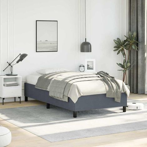 vidaXL Cadre de lit sans matelas gris foncé 100x190 cm velours (1/5)