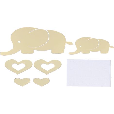 Sticker mural innovant en forme d'éléphant de dessin animé, magnifique, pour la décoration de chambre, miroir ou papier peint doré (1/5)
