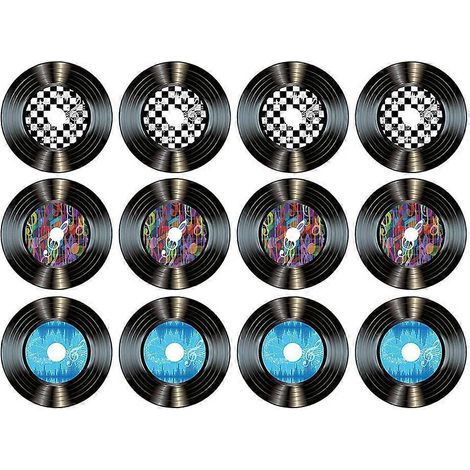 12 Retro-Schallplatten-Wanddeko – Kreative Wandornamente – 14,1 x 14,1 cm (1/3)