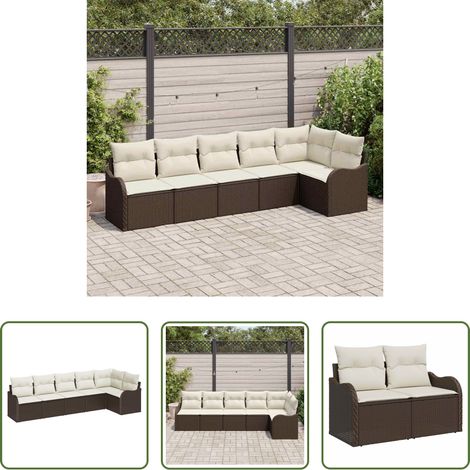Poly-Rattan - Gartensofa-set 6 pcs Braun Poly-Rattan (1/5)