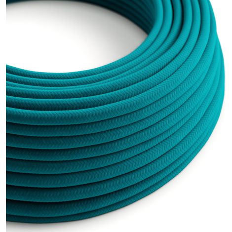 Creative-Cables Cavo elettrico rivestito in tessuto, Sezione 2 x 0,75 mm², Lunghezza 50 m, Ceruleo RC21, Rotondo, Cotone