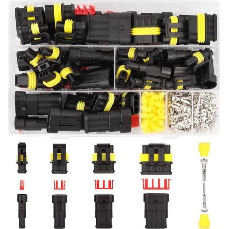 300 Pièces Connecteur Automobile Connecteur Etanche 1 2 3 4 Broches Fils Connecteur Electrique Etanche Connectique Electrique Moto Kit de Connecteur Étanche pour Moto Voitur Bougies (1/5)