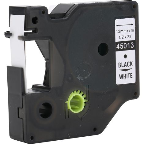 Ruban d'étiquettes laminées, ruban couleur noir sur blanc 12 mm pour étiqueteuse DYMO LM-160/280 (1/5)
