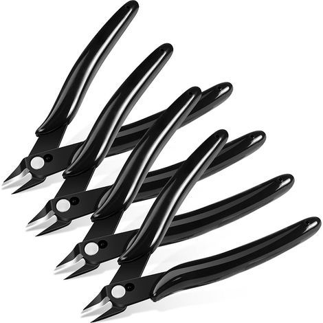 4pcs Petite Pince Coupante, Coupantes de Côté, Pinces Coupantes Latérales Precision, Outillage Electricien Cutter Affleurant pour Fils Durs, Mous et Extrêmement Fins, Noir (1/4)