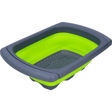 Collapsible Silicone Drain Strainer, Foldable Fruit and Vegetable Basket with Non-Slip Handle for Small Kitchen, Camper Van, RV (1/5)