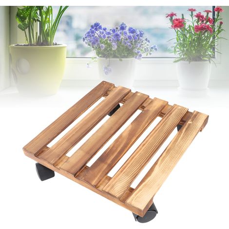 [Plataforma rodante] [Base reforzada] Plataforma de transporte de plantas con ruedas universales y sistema de bloqueo – Madera gruesa y plástico de alta calidad – Alta capacidad de carga de 80 kg