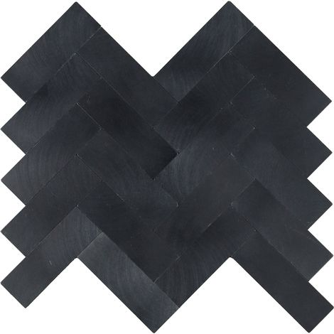 Lot de 4 crédences adhésives murales 3D - Effet chevron Noir 25x25 cm (1/5)