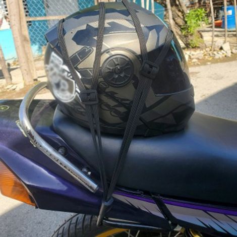 Sangle élastique rétractable noire stable pour casque de moto, 60 cm / 23,62 pouces. (1/3)