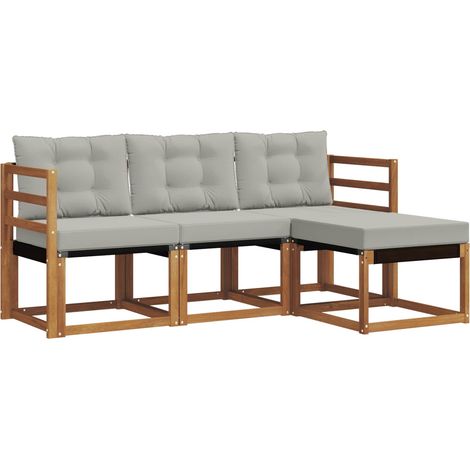 Outdoor Sofa Set with Cushion 4 pcs Natural and Light Grey vidaXL (1/5)