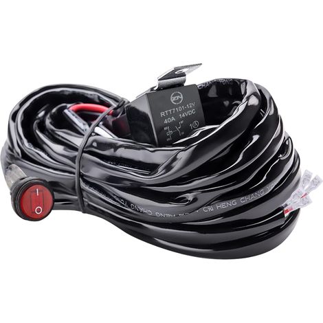 Faisceau de câblage 12 V, kit de faisceau de câblage pour barre lumineuse LED avec relais 12 V/40 A interrupteur marche/arrêt étanche, pour feux de brouillard LED de voiture (2 fils) (1/5)