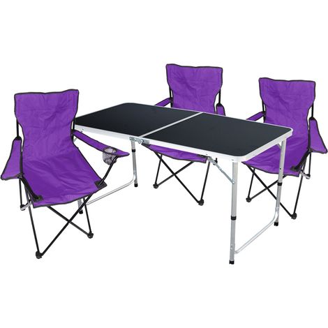 4-teiliges Campingmöbel Set schwarz - Lila-MMC330872B+3xMPO2467 (1/4)