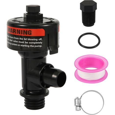 98209800 Haut Débit Soupape de Décharge Manuelle, Soupape de Décharge d'air Ensemble Soupape de Décharge d'air Remplacement pour Filtres Piscine et Spa avec Joint Torique Clip Ruban Adhésif (1/5)