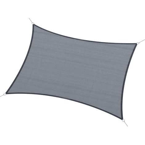 Tenda da sole rettangolare per terrazzo, 4 x 6 m, in HDPE con anelli e corde in acciaio inox, colore grigio.