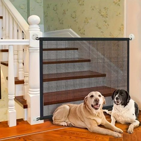 110x72cm Pet Dog Safety Gate Portable Expandable Dog Gate Mesh Door Fence Foldable Magic Dog Gate for Kitchen Stairs Hallways Baby (1/3)