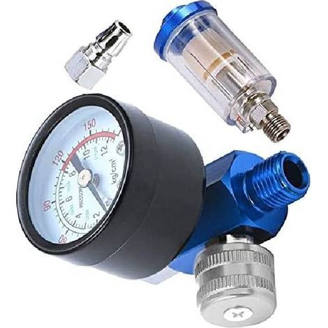 140PSI 1/4 Pistolet à Peinture en aérosol régulateur de Pression d'air jauge compresseur aérographe et Filtre de piège à Eau en Ligne (1/5)