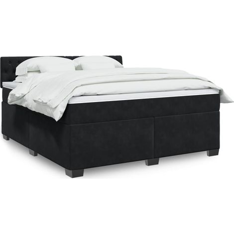 Boxspringbett mit Matratze Schwarz 180x200 cm Samt