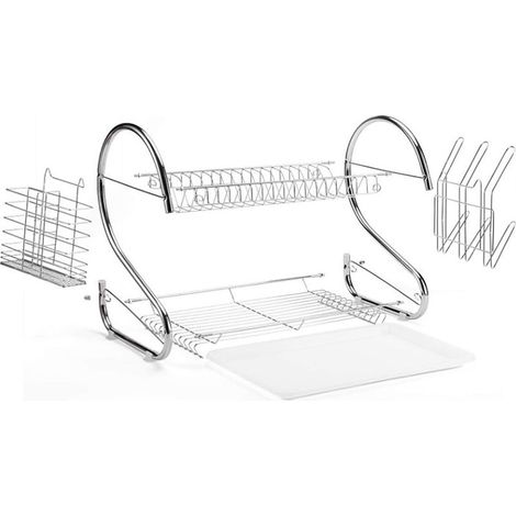 Égouttoir À Vaisselle - Acier Inoxydable - 2 Étages - Bac À Eau Amovible - Pour Cuisine Domestique - 1 Pièce (1/5)