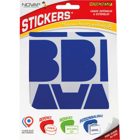 Lettres autocollantes 60mm Bleu NOVADHESIFS - 4370668 (1/5)