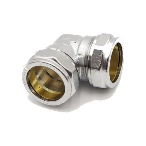 PrimaPlus Chrome Brass Compression Elbow 35mm Fitting (1/2)