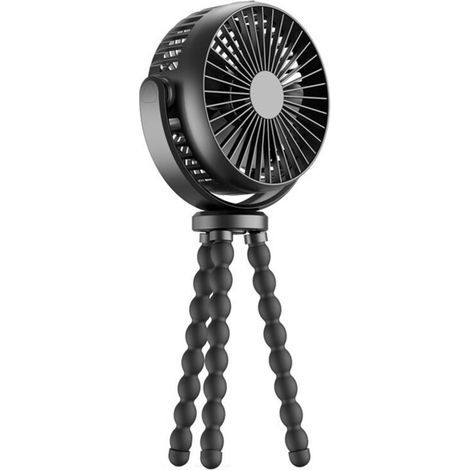 Ventilador personal portátil recargable de 5200 mAh: ventilador de escritorio silencioso con trípode flexible de 360°, ideal para cochecitos de bebé, automóviles, oficinas o exteriores. (1/5)