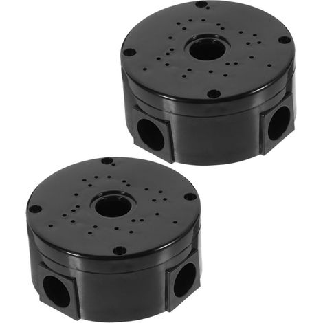 Boîte de Jonction Ronde Noire Lot de 2 en Plastique Étanche pour Caméra Dôme Boîtier Électrique Extérieur Multi-trous pour Usage Extérieur et Intérieur (1/5)