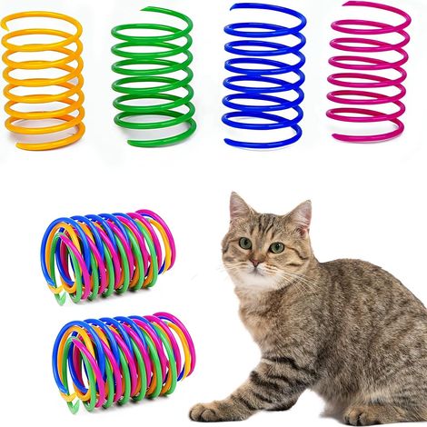 Juego de 24 juguetes interactivos de resorte para gatos, juguetes de resorte para gatos en 4 colores, juguetes para gatos activos para dueños de gatos. (1/4)