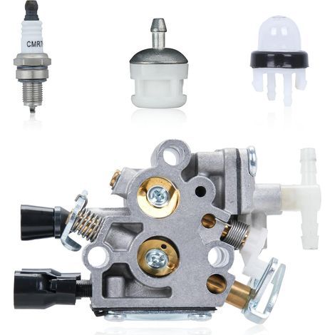 Kit carburateur compatible avec taille-haies Stihl HS46/HS56, remplace 4242-120-0600 et Zama C1T-S195E. (1/4)