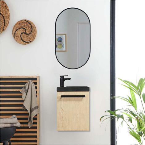 Gruppo lavabo sospeso Nevada con specchio ovale