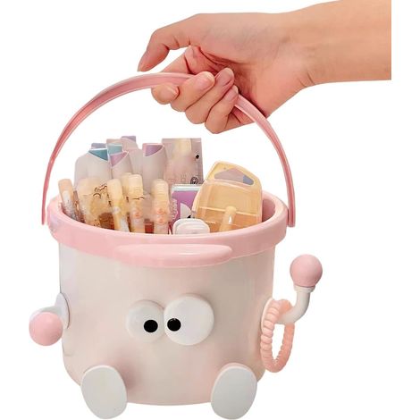 Mini cestino decorativo da scrivania con portapenne integrato, ideale per comodino e bagno. (1/5)