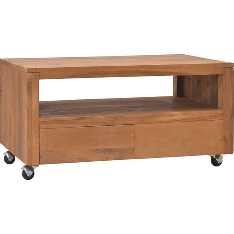 Meuble TV sur roulettes 80x50x42 cm Bois de teck massif (1/5)
