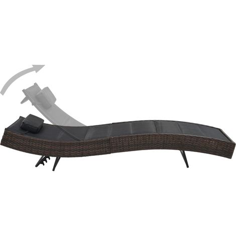 vidaXL Sun Lounger Poly Rattan and Textilene Brown