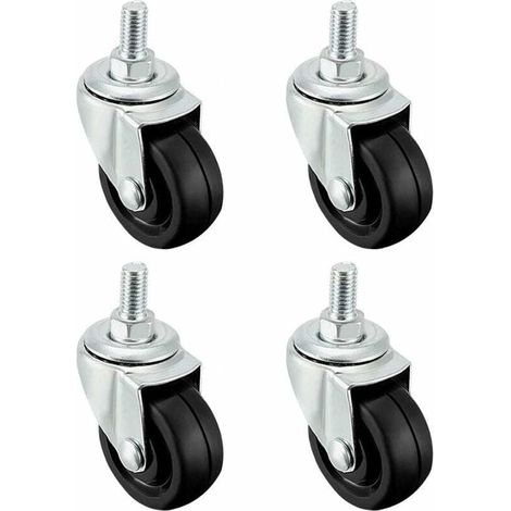 Serbia – Lot de 4 roulettes pivotantes en caoutchouc TPE 40 mm – Charge 20 kg – Filetage M8 pour installation sécurisée – Compatible tous sols