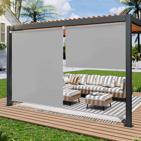 TolleTour Senkrechtmarkise 180x140 cm Balkonrollo Hellgrau UV Schutz Sonnenschutz Sichtschutz wasserdicht wetterfest Balkon Terrasse