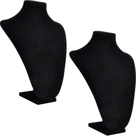 Flannel Jewelry Holder Necklace Bust Black 23 x 11,5 x 30 cm 2 pcs