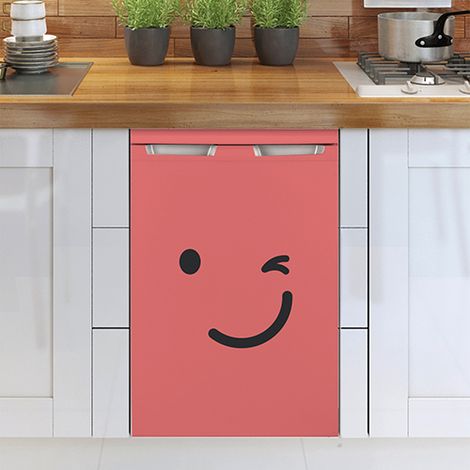 Sticker réfrigérateur et lave vaisselle, smiley framboise clin d'oeil malice déco, 75 cm X 49 cm (1/3)