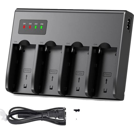 Batterieladegerät, 4 Slots, kompatibel mit NP-F Serie Batterien, EU (1/2)