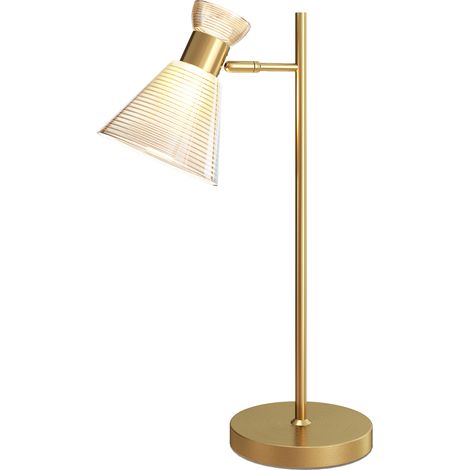 HOMCOM Table Lamp with Adjustable Head, Modern Bedside Lamp, Gold Tone (1/5)