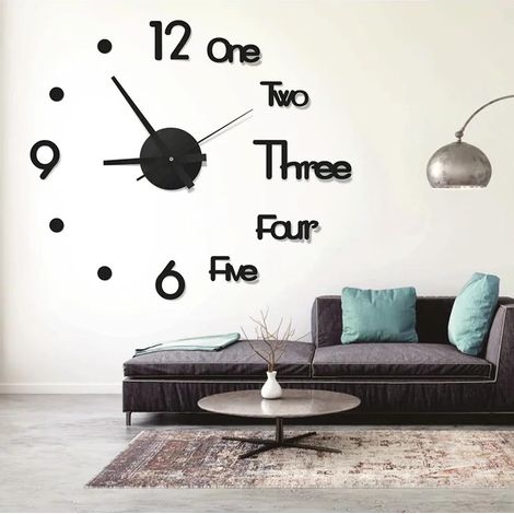 Horloge Digitale 3D Frameless, Miroir Autocollant Metal Silencieuse Mural, Mouvement Silencieux, Design Moderne (1/5)