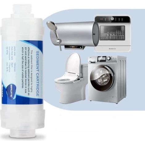 Filtre, mini purificateur d'eau, pré-filtre, adapté pour lave-linge/chauffe-eau/toilettes, (2 points)-2 pièces (1/5)