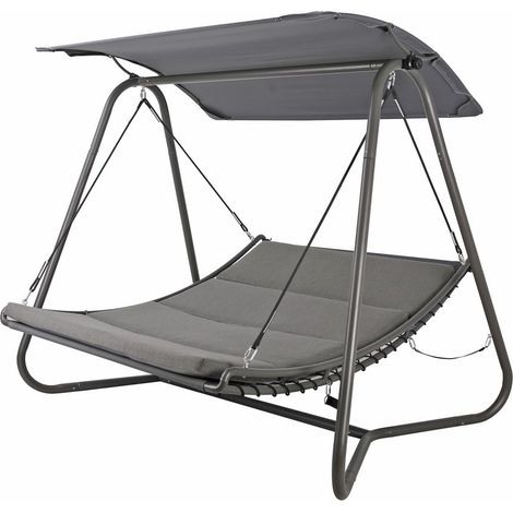 Dondolo giardino a letto con tettuccio Regan grigio (1/5)