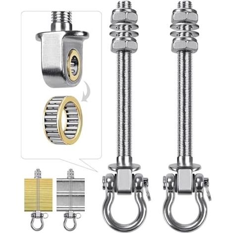 Dolibest 2pcs Boulons de Suspension 22.5cm Hamac Suspension pour Balançoire Kit Palier de Montage Pivotant pour Chaise d'intérieur/d'extérieur, Corde de Yoga, Sac de Frappe, Sac de Sable, 1500lbs