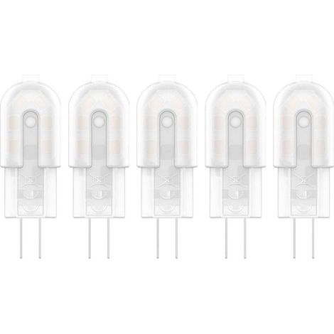 5X G4 Ampoule Lampe LED 2W Lampe Bulb 12 SMD 2835LEDs Blanc Chaud 3000K Spotlight Haute Luminosité 200LM Plastique Laiteux Ampoule LED AC/DC12V [Classe énergétique A+] (1/5)